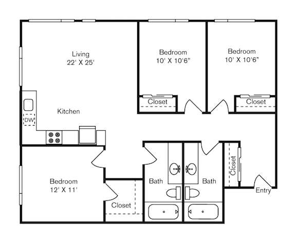 St Luke's Apartments in Seattle, Washington Three Bedroom Floor Plan