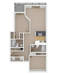 2 Bedroom, 2 Bathroom Floor Plan