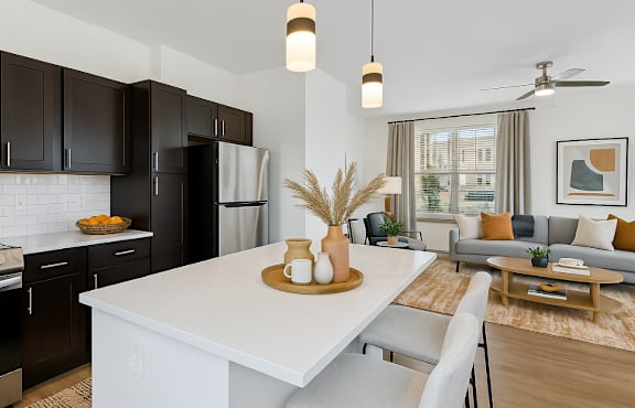 District South Apartments in Fishers, IN Model Kitchen with Island
