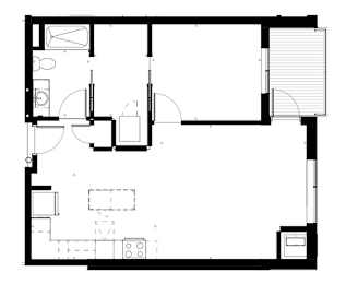 1 bed 1 bath floorplan