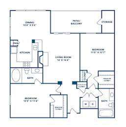  Floor Plan 2 Bed/ 2 Bath (B2)