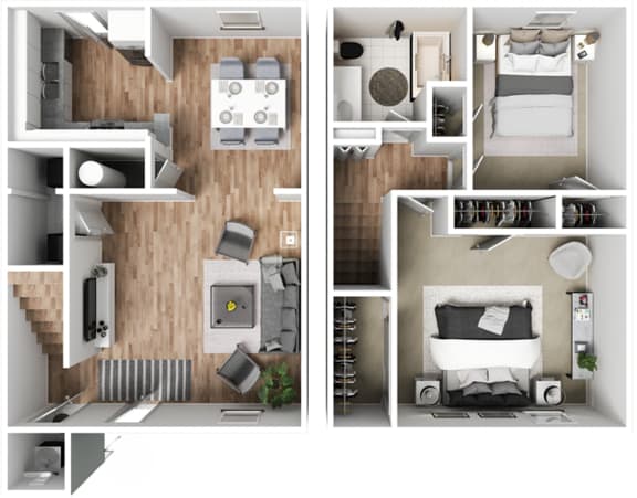 Floor Plan  a stylized floor plan of a 2100 sq ft apartment