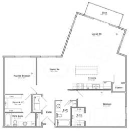 Floor Plan  Hibiscus-Two-bedroom apartment at WH Flats in south Lincoln NE