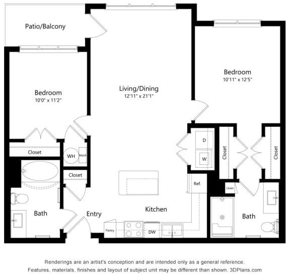 Grayson Ridge_2 Bedroom Floor Plan_B1