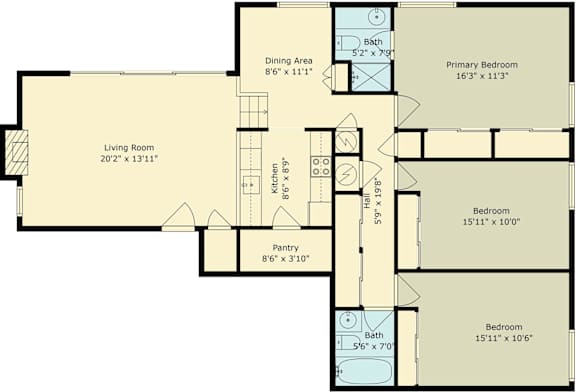 A floor plan for a home at 2016 Klamath Avenue, Unit 1, in Santa Clara, California.