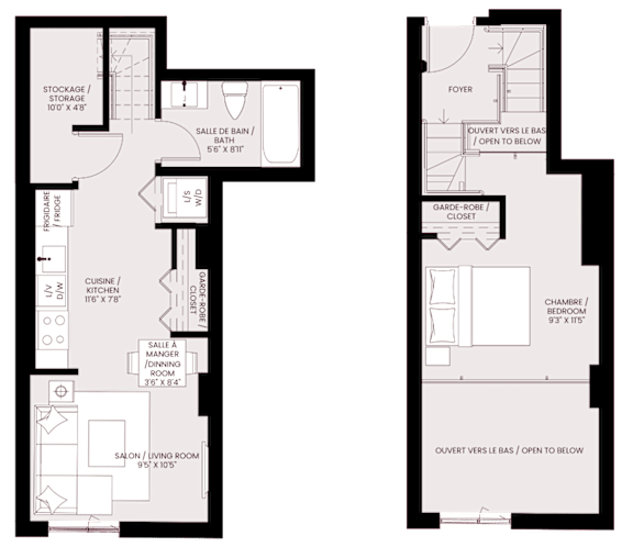 two separate floor plans of a house with different bedrooms