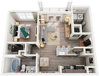 1 Bed 1 Bath Floor Plan | 737-822 Sq. Ft. at Retreat at Arden Farms in Arden, North Carolina