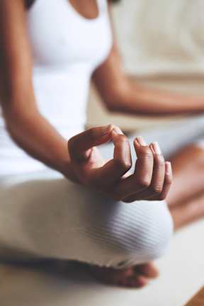 fitness lady doing yoga. Ohm.