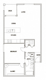 1 Bed 1 Bath Apartment 2nd Floor Deluxe Layout at 5100 Summit Apartments