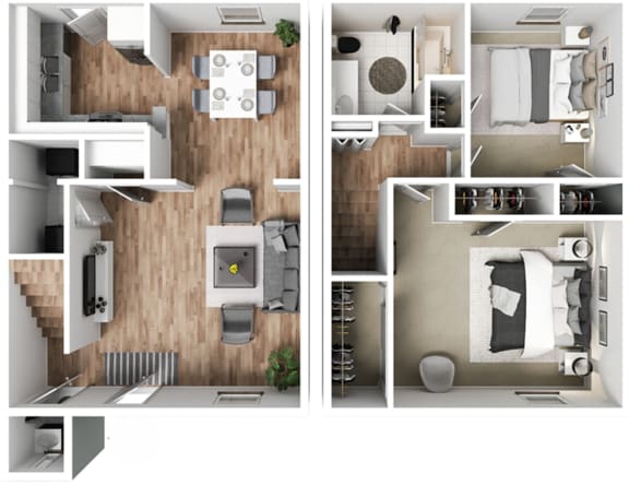 Floor Plan  a stylized floor plan with a bedroom and a living room