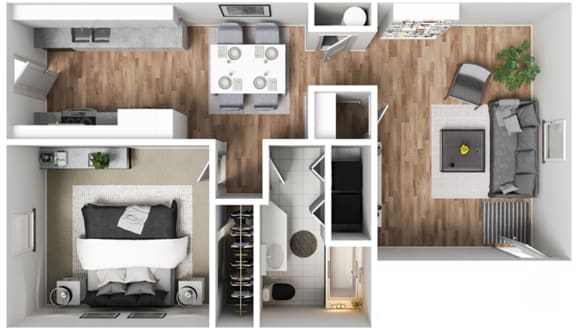 Floor Plan  the 1190 sqft floor plan with bedroom and living room