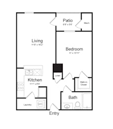 1 Bedroom Floorplan at Midtown at Camp Springs, Camp Springs, Maryland