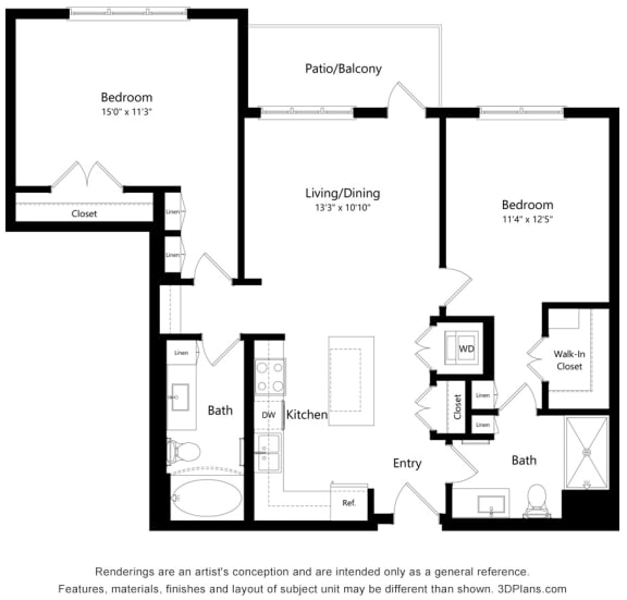 Brighton Oaks_2 Bedroom Floor Plan_2F