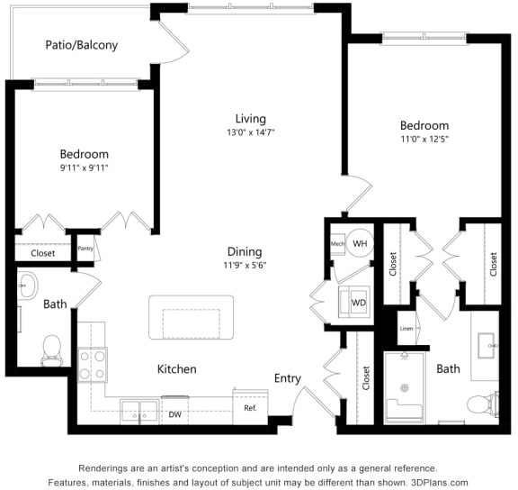 Grayson Ridge_2 Bedroom Floor Plan_B2