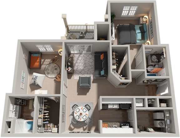 2 Bed 2 Bath Floor Plan | 1,223 Sq. Ft. at Austin Chase Apartments, Macon, Georgia 31210