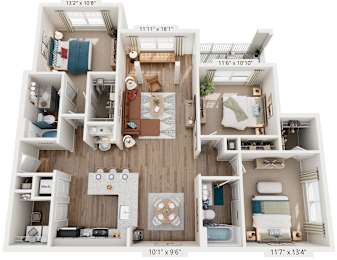 3 Bed 2 Bath Floor Plan | 1,499 Sq. Ft. at Lullwater at Big Ridge, Hixson, TN, 37343