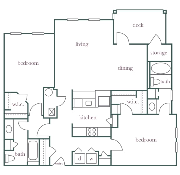 Evergreen Lenox Park - B3 - 2 bedroom and 2 bath - 2D Floor Plan