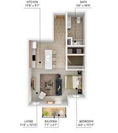 M4 Floor Plan at Lake Shore Apartments, Iowa, 50021