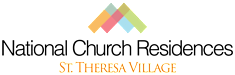 The image is a logo for National Church Residences St. Theresa Village.