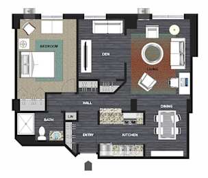 1Bedroom Floor Plan at Lux Apartments, Brooklyn Center, MN, 55430
