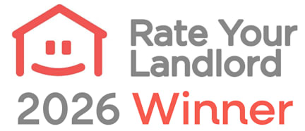 A graphic with a house and a smiley face and the words "Rate Your Landlord 2026 Winner".