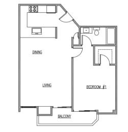 1 Bed 1 Bath Floor Plan at The Kenmore Los Feliz, California, 90027-4063