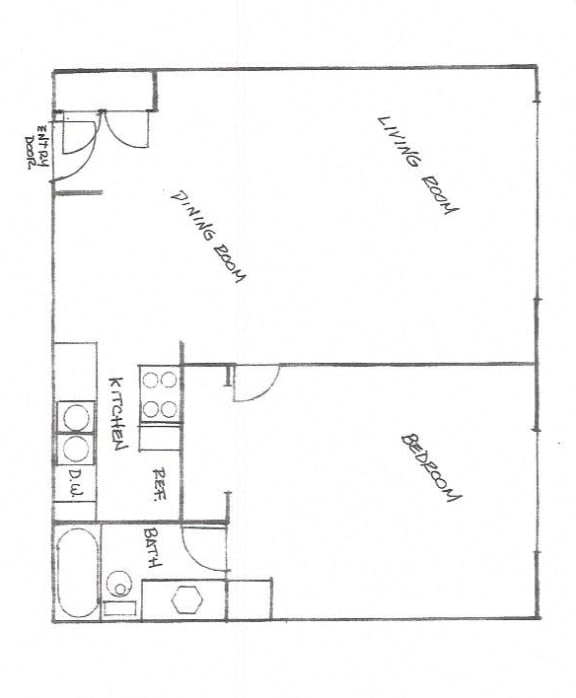 1 Bed 1 Bath Floor Plan at Canby Court, Northridge, 91325