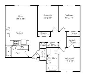 St Luke's Apartments in Seattle, Washington Three Bedroom Floor Plan