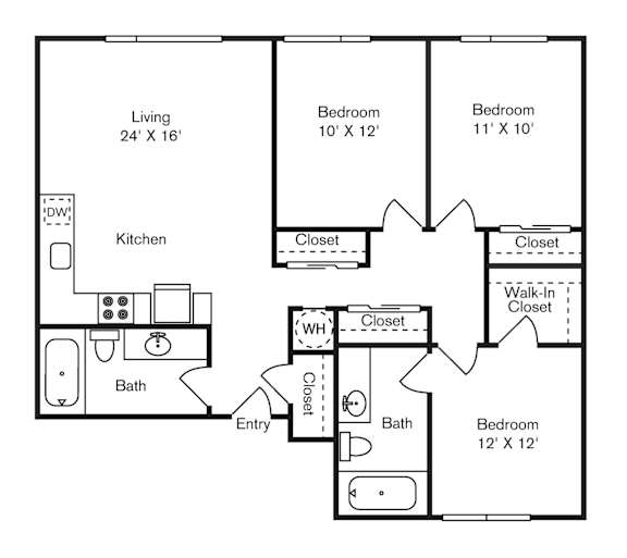 St Luke's Apartments in Seattle, Washington Three Bedroom Floor Plan