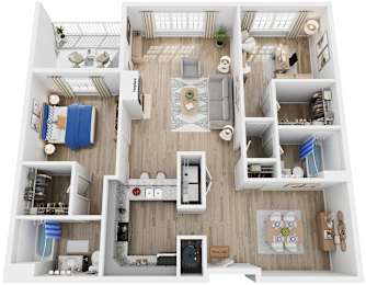 2 Bed 2 Bath Floor Plan | 1,213 Sq. Ft. at Saltmeadow Bay, Virginia Beach, Virginia