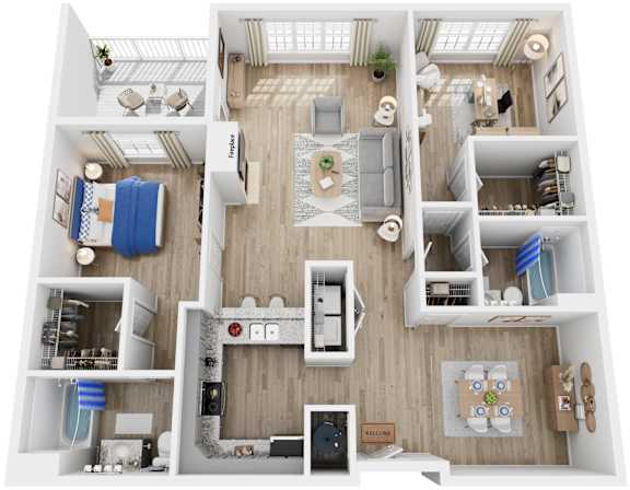 2 Bed 2 Bath Floor Plan | 1,213 Sq. Ft. at Saltmeadow Bay, Virginia Beach, Virginia