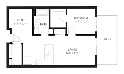 Vela Apartments D2 with Den Floor Plan