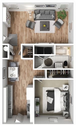 Floor Plan  a 1 bedroom floor plan with a bathroom and a living room