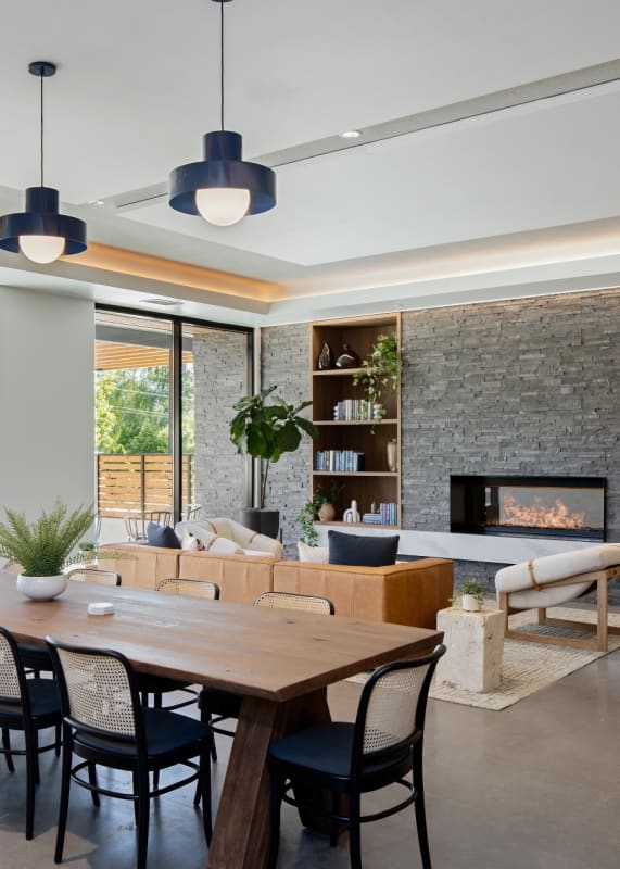 The Gabe Apartments in Portland, Oregon Clubhouse Lounge with Fireplace