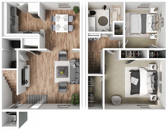 Floor Plan  a stylized floor plan with a bedroom and a living room