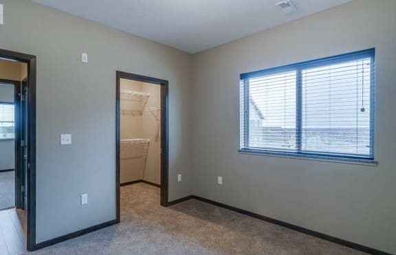 a bedroom with a closet