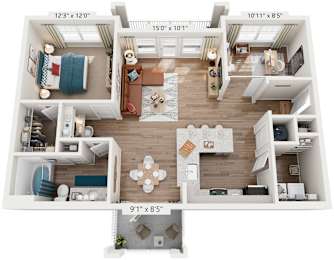 1 Bed 1 Bath Floor Plan | 1,138 Sq. Ft. at Lullwater at Big Ridge, Tennessee, 37343