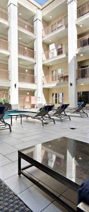 Boulevard on Wilshire Apartments Courtyard Pool Area and Lounge Chairs