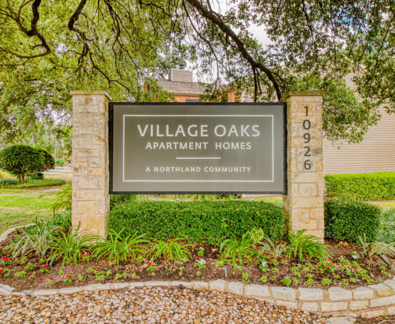 Entrance to community at Village Oaks Apartments, Austin, 78759
