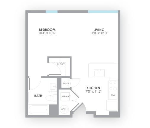 Surge2 Floor Plan at AMP Apartments, PRG Real Estate, Louisville
