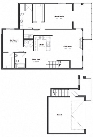 Olympic two bedroom floor plan at The Villas at Mahoney Park