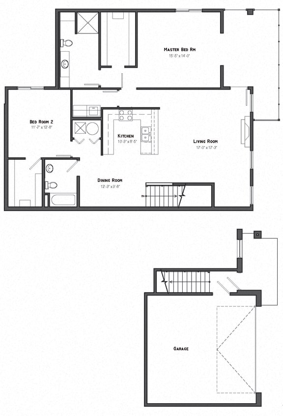 Olympic two bedroom floor plan at The Villas at Mahoney Park