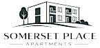 A logo for Somerset Apartments featuring a building and a tree.