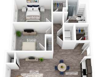 a stylized floor plan of a 1 bedroom192 sq ft
