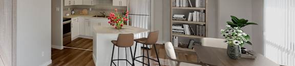 Living area and dining area