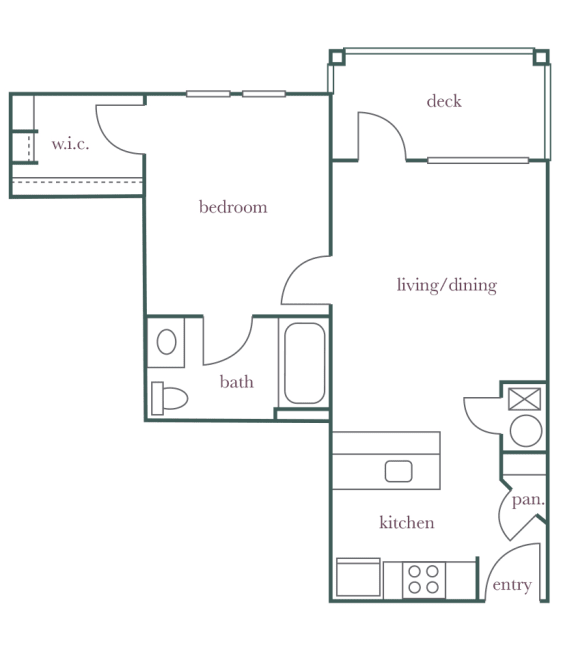 Evergreen Lenox Park - A1 Alternate - 1 bedroom and 1 bath - 2D Floor Plan