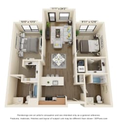 Meritage West Apartment Homes in Boise, Idaho 2C Floor Plan