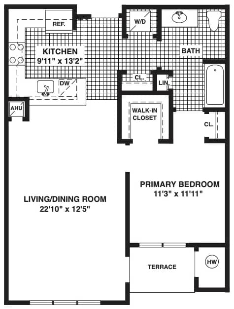 A black and white image of a floor plan for a home.