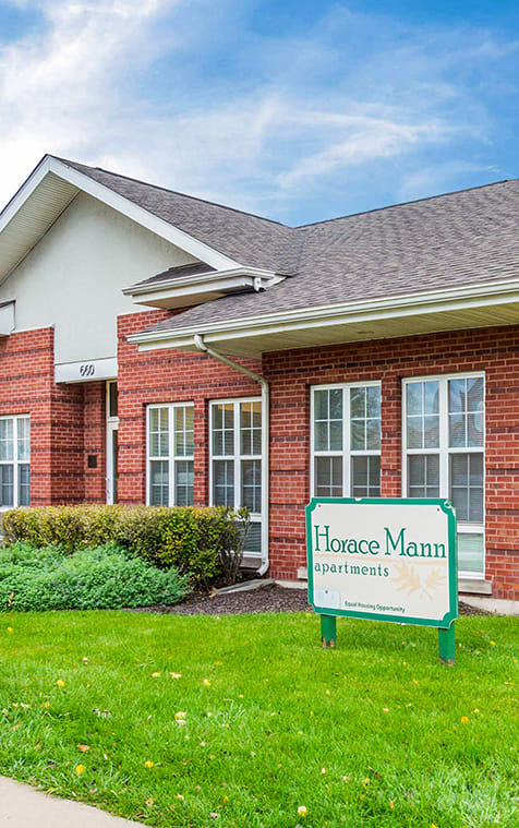 The leasing office at Horace Mann apartments and townhomes in Gary, IN