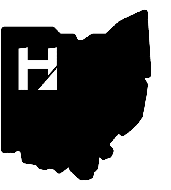 A black and white image of a state with a letter H on it.